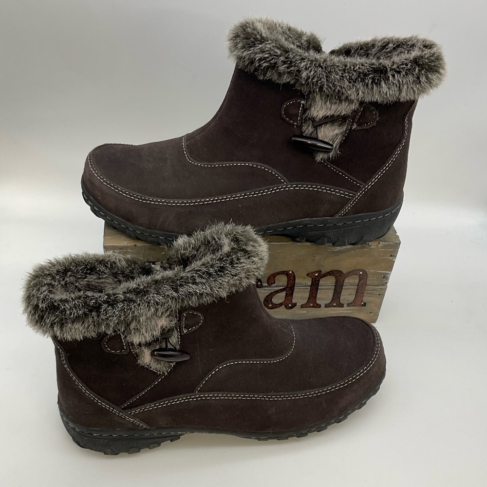 Khombu Women’s Dark Brown Fur-Lined Zip Ankle Boots, Size 8 - Picture 3 of 7